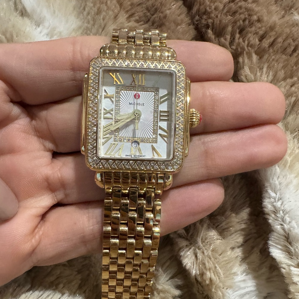 MICHELE DECO -0.60ct. TCW Diamond Lady's 31mm Watch, Bracelet 7.5” MWW06G000003 - Picture 12 of 13